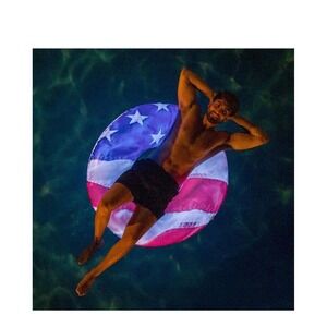 PoolCandy US2542USL Pool Tube Multi Stars‎ & Stripes LED Illuminated Inflatable